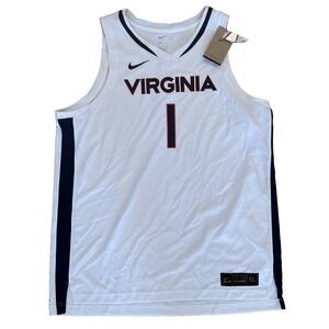Virginia Cavaliers Jersey Mens XL White NCAA Basketball Dri-FIT Nike #1 NEW Tags